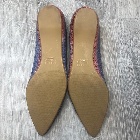 Stuart Weitzman Python Leather Pointed Toe Flats - Picture 3 of 5